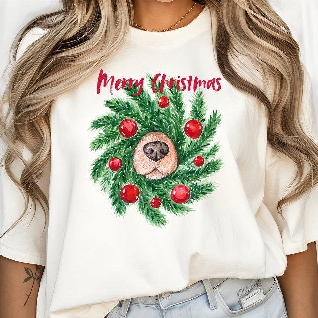 T-shirt Joyeux Noël pour maman de chien Mère moderne (Merry Christmas for Dog Mom)