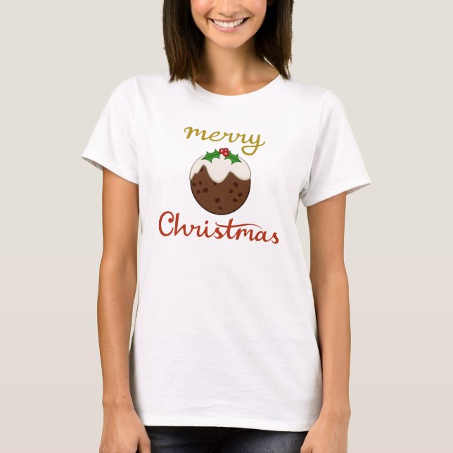 T-shirt Joyeux Noël+Pudding Design (Devant)