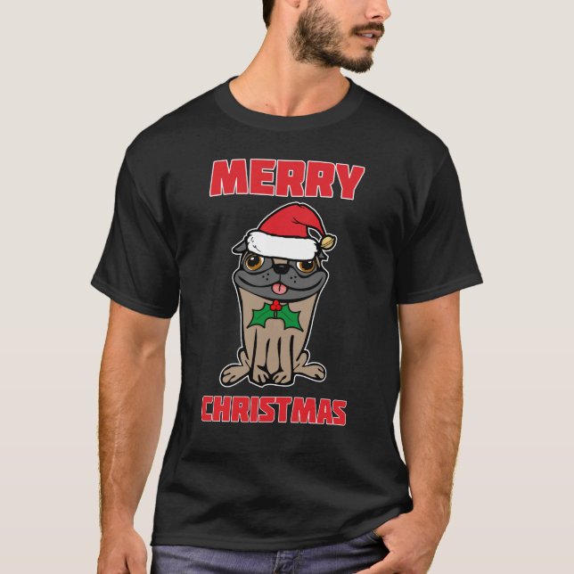T-shirt Joyeux Noël Pug (Devant)