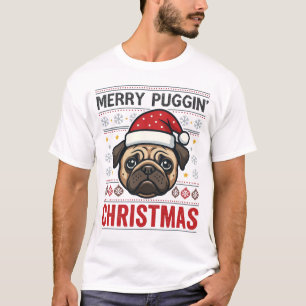 T-shirt Joyeux Noël Puggin Design de Pug