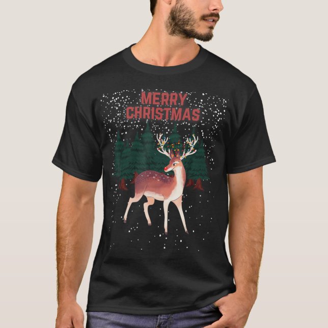 T-shirt Joyeux Noël Reindeer Rudolph Noël Anglais (Devant)