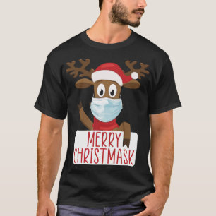 T-shirt Joyeux Noël Reindeer Visage Masque Drôle Christma