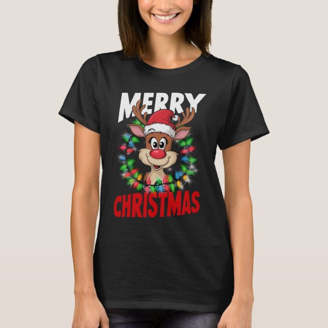 T-shirt Joyeux Noël Renne Vacances de Noël (Devant)