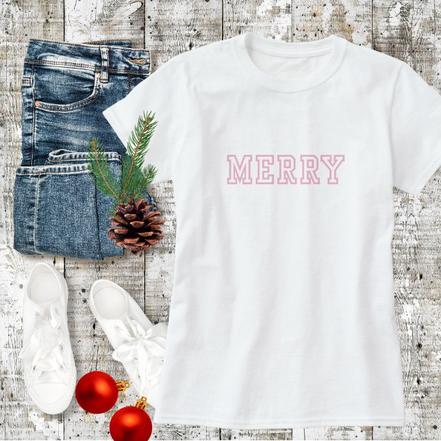 T-shirt Joyeux Noël rose (Créateur téléchargé)