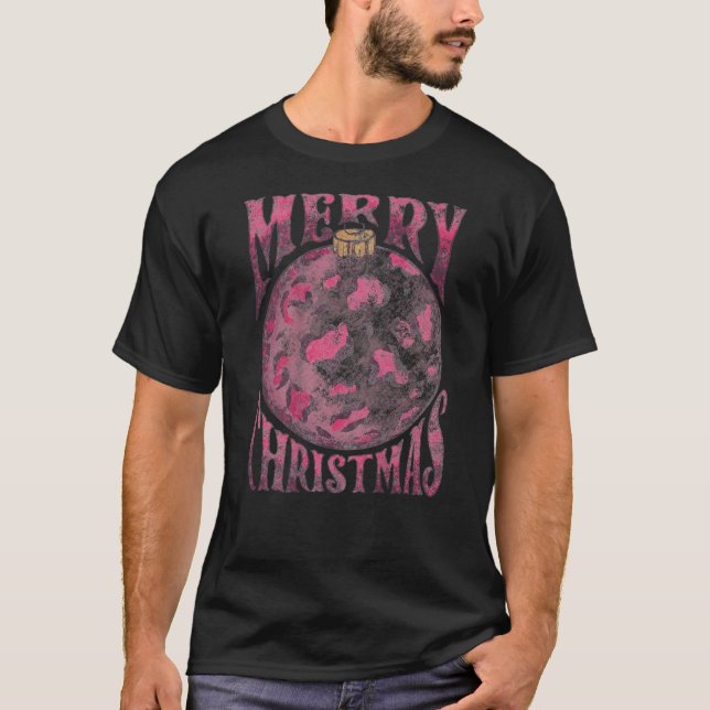 T-shirt Joyeux Noël rose Arbres de Noël Léopard Buffa (Devant)