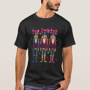 T-shirt Joyeux Noël rose Coquette Bow Funny Nutcracker