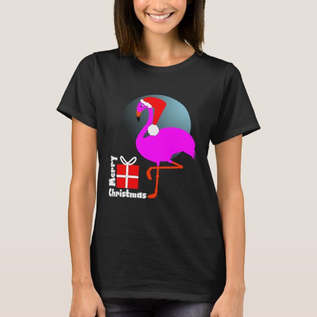 T-shirt Joyeux Noël rose Flamant rose mignon Graphique ten (Devant)