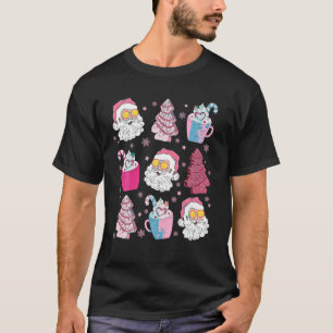 T-shirt Joyeux Noël rose Noël Arbre Gâteau Santa Claus Ho