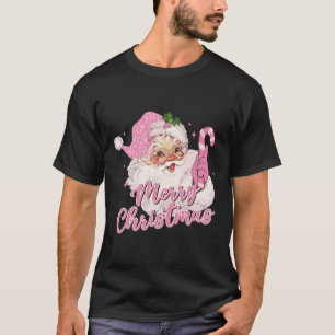 T-shirt Joyeux Noël rose Père Noël Vintage Rétro Xma