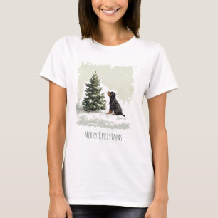 T-shirt Joyeux Noël Rottweiler Chien Arbre de Noël