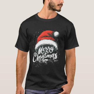 T-shirt Joyeux Noël Rouge Chapeau Noël Joyeux Famille de N