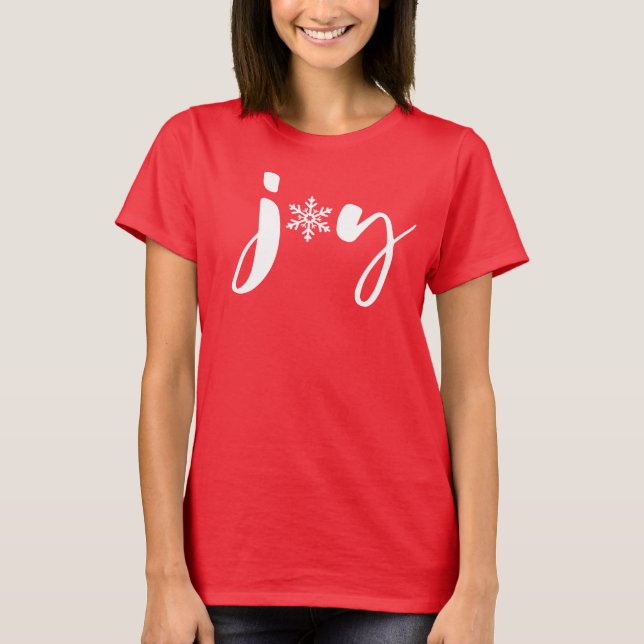 T-shirt Joyeux Noël rouge et blanc Flocon de neige (Devant)