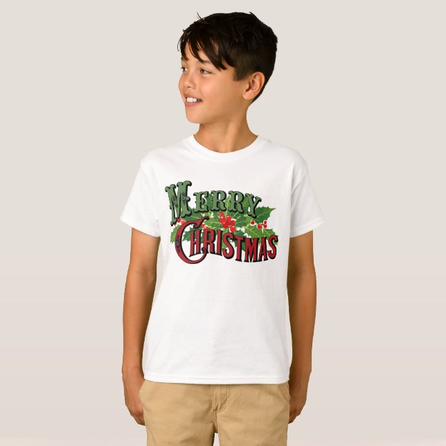 T-shirt Joyeux Noël rouge et vert (Devant entier)