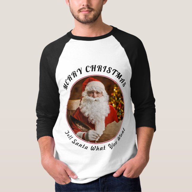 T-shirt Joyeux Noël Rouge Père Noël Arbre de Noël (Devant)