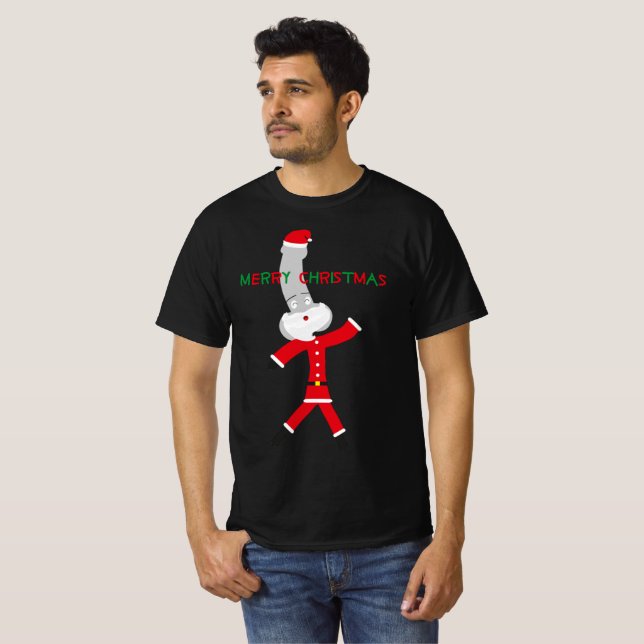 T-shirt joyeux Noël rouge vert santa claus caractère (Devant entier)