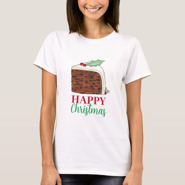 T-shirt Joyeux Noël Royaume-Uni tranche de gâteau britanni (Devant)