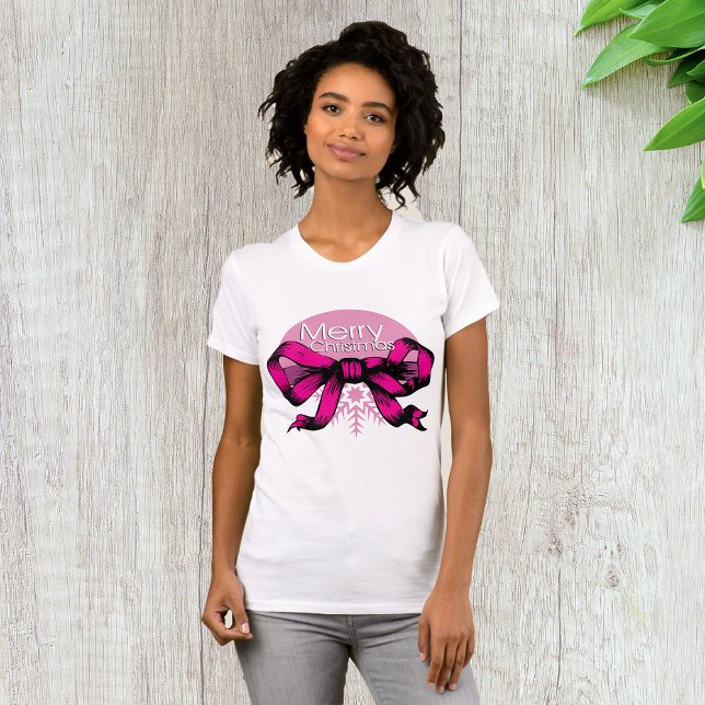 T-shirt Joyeux Noël Ruban Rose (Créateur téléchargé)