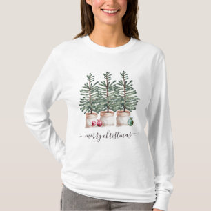 T-shirt Joyeux Noël Rustique arbres de Noël