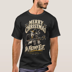 T-shirt Joyeux Noël, sale bande d'elfes Gangster Noir Rétr