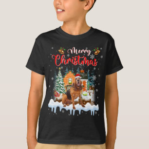 T-shirt Joyeux Noël Sanglant Chien Santa Hat Lights Xm
