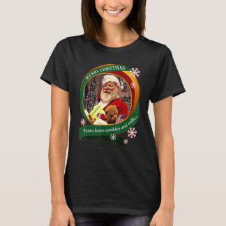 T-shirt Joyeux Noël Santa Aime les Cookies et le Lait Conc