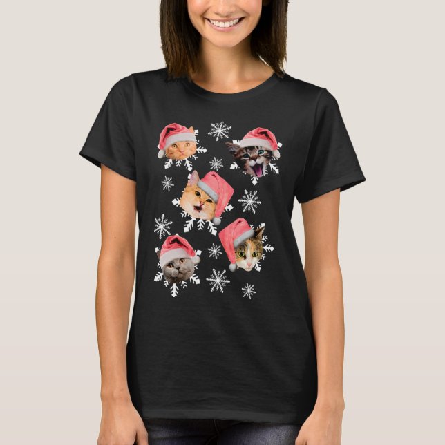 T-shirt Joyeux Noël Santa Hat Kitty Noël (Devant)
