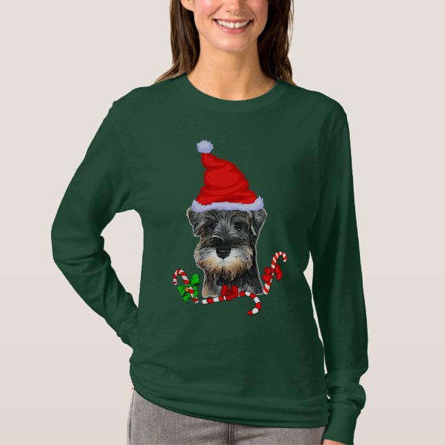 T-shirt Joyeux Noël Schnauzer Miniature (Devant)