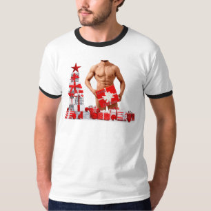 T-shirt Joyeux Noël SlipperyJoe rouge blanc argent cadeau