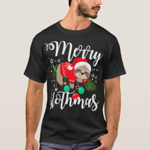 T-shirt Joyeux Noël Sloth Lazy Santa Hat