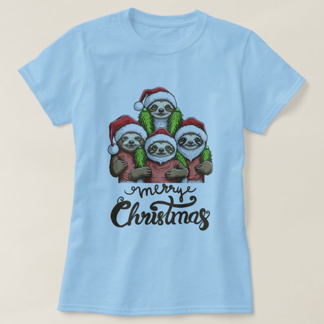 T-shirt Joyeux Noël Sloth Squad Joli vacances détente (Design devant)