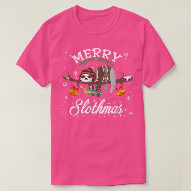 T-shirt Joyeux Noël Slothmas Sloth Pajama Santa Hat Xm (Design devant)