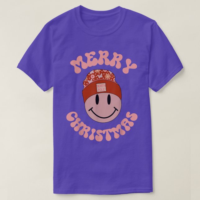 T-shirt Joyeux Noël Snowman Retro Pôle Nord Souriant F (Design devant)