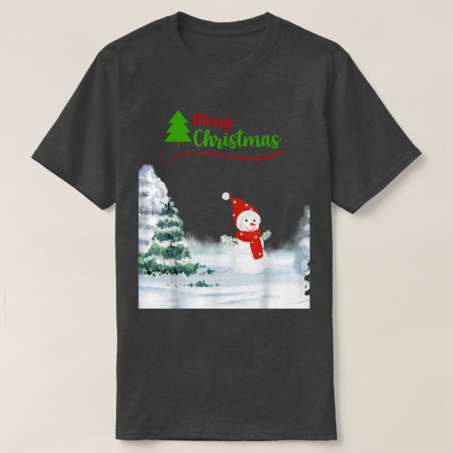 T-shirt Joyeux Noël Snowman Vacances d'hiver (Design devant)