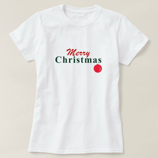 T-shirt "Joyeux Noël" Souhait et ornement de pendaison (Design devant)