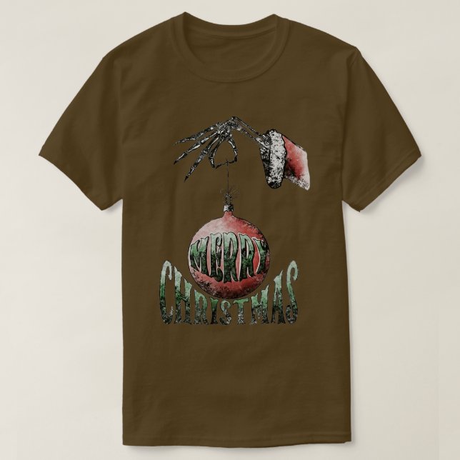T-shirt Joyeux Noël Squelette main Père Noël Noël (Design devant)