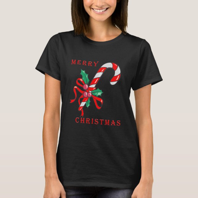T-shirt Joyeux Noël Sucre de canne rouge (Devant)