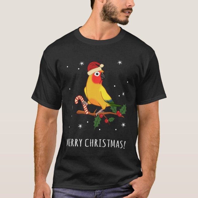 T-shirt Joyeux Noël Sun Conure Parrot Propriétaire Birb mè (Devant)