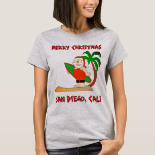 T-shirt Joyeux Noël Surf Père Noël San Diego Cali