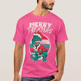 T-shirt Joyeux Noël T Rex Dinosaur Funny Trex Père Noël Ha