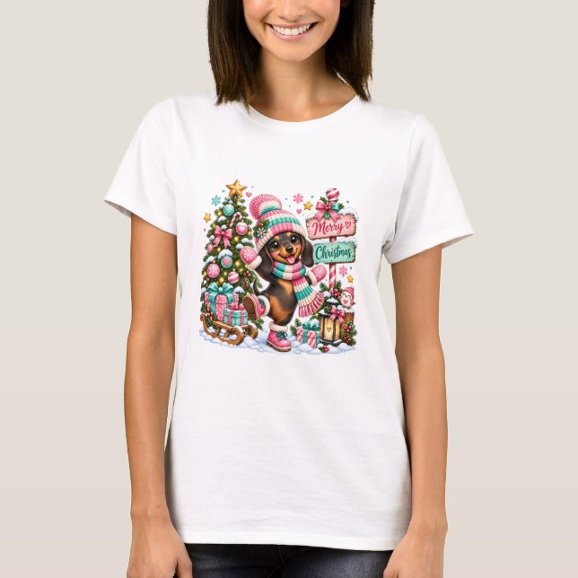 T-shirt Joyeux Noël Teckel (Devant)