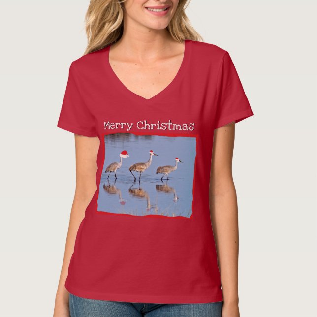 T-shirt Joyeux Noël - tee - shirt de l'oiseau des femmes - (Devant)