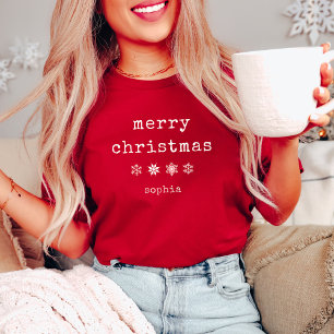 T-shirt Joyeux Noël Texte de la machine à écrire et floc