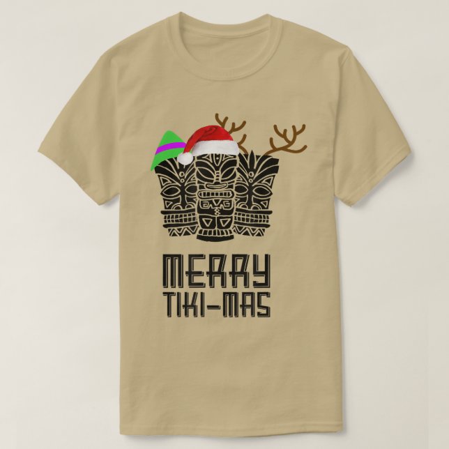 T-shirt Joyeux Noël TikiMas, Santa Hat Tiki Tee (Design devant)