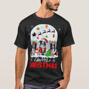 T-shirt Joyeux Noël Trois Elfe Père Noël Renne Bordure