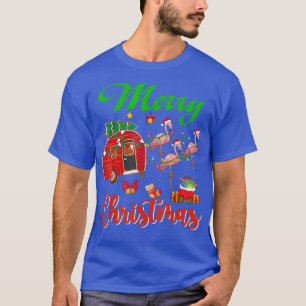 T-shirt Joyeux Noël Trois Flamants roses Père Noël Sleigh