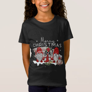 T-Shirt Joyeux Noël Trois Gnomes À Buffalo Plaid Chri