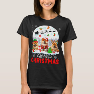 T-shirt Joyeux Noël Trois Père Noël Elf Reindeer Chow Chow