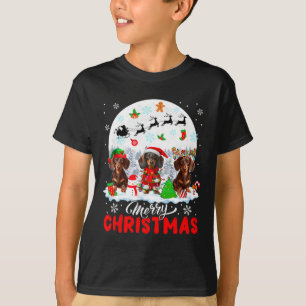 T-shirt Joyeux Noël trois Père Noël Elf Reindeer Dachshund