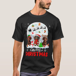 T-shirt Joyeux Noël trois Père Noël Elf Reindeer Dachshund