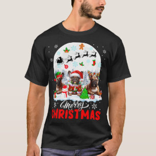 T-shirt Joyeux Noël Trois Père Noël Elf Reindeer French Bu